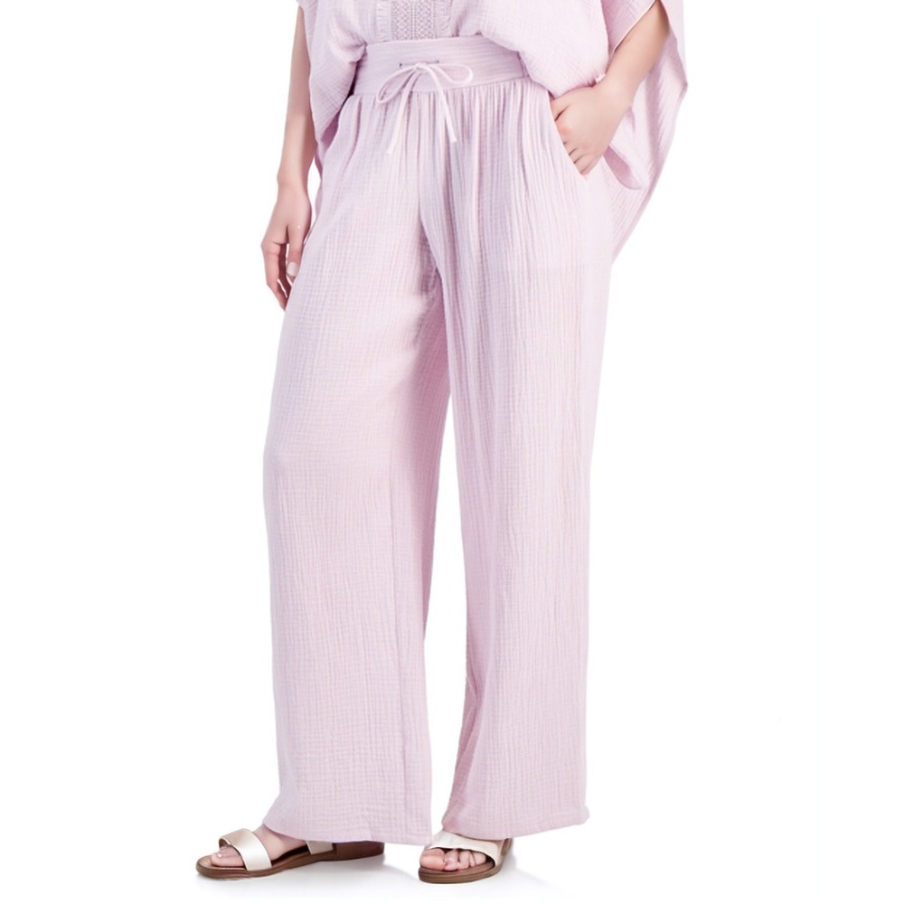 JM Collection Leg Gauze Pants Women 2X Pink Minimalist Pull On Beachy Summer NWT